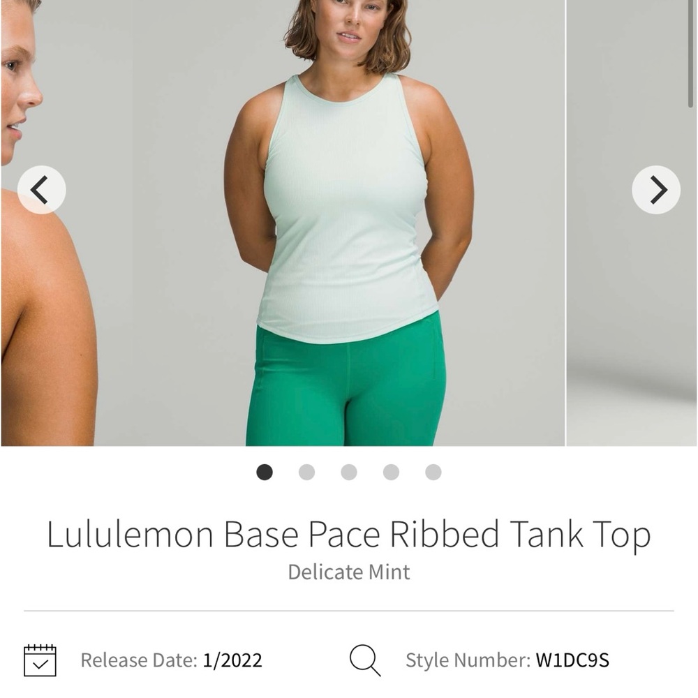 lululemon Base Pace Ribbed Tank Top- Delicate Mint